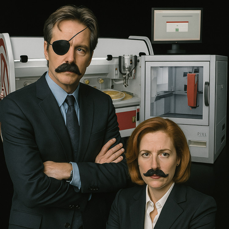 Agents Fox Moulder & D’na Skull-y with PIXL and ROTOR+.